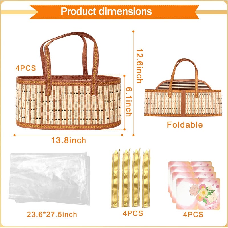 Orchidleaf 4 Set Basket Empty for Gift, Bamboo Wicker Basket - Image 3